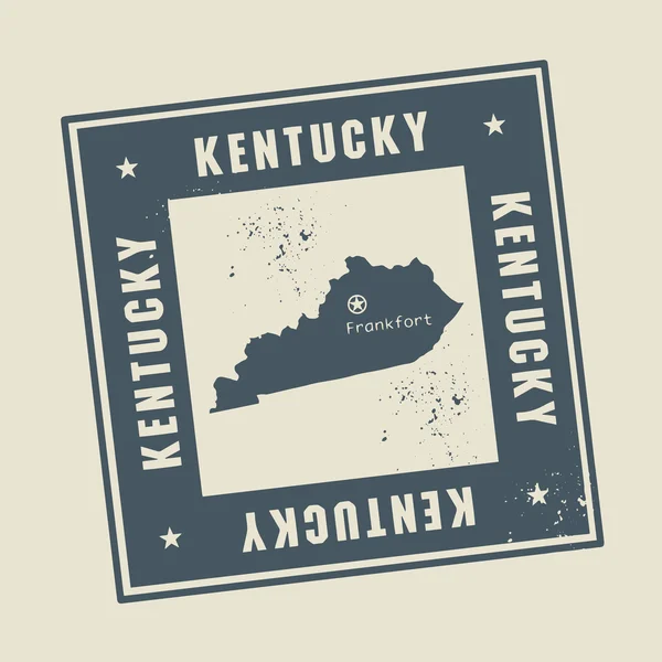 Sello con nombre y mapa de Kentucky — Vector de stock