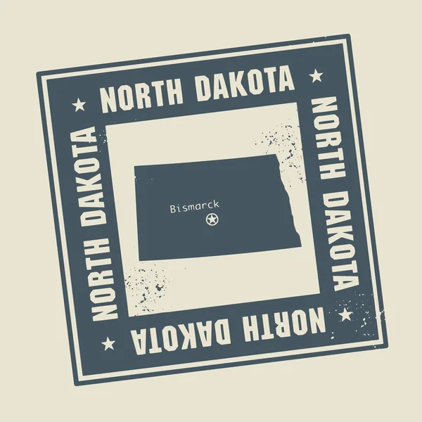 Francobollo con Dakota del Nord — Vettoriale Stock