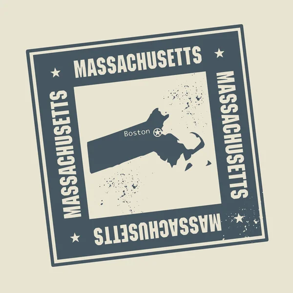 Timbre avec Massachusetts — Image vectorielle