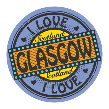 Grunge renk damga metni glasgow içinde aşk ile