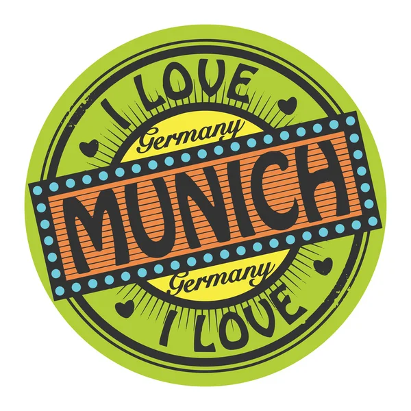 Grunge color stamp with text I Love Munich inside — Stock Vector