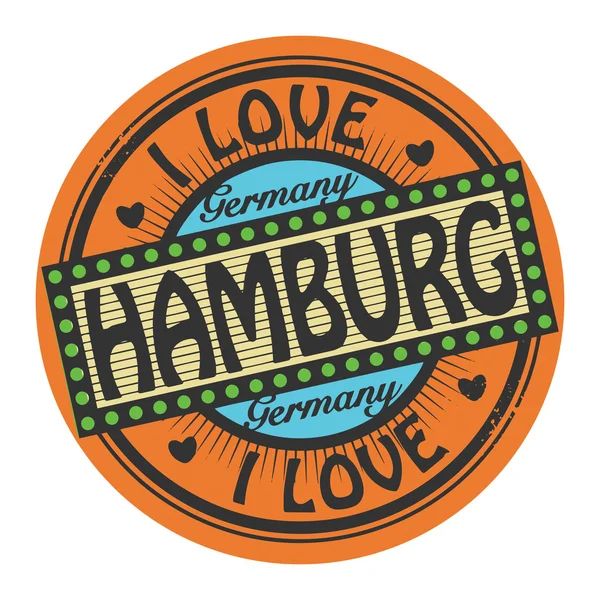 Grunge color stamp with text I Love Hamburg inside — Stock Vector