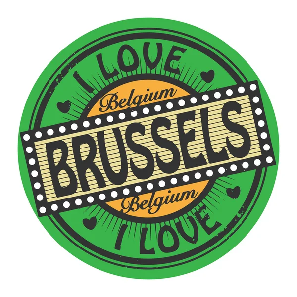 Grunge color stamp with text I Love Brussels inside — Stock Vector