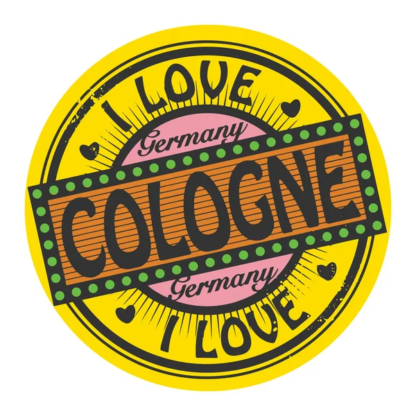 Grunge timbre couleur avec texte I Love Cologne à l'intérieur — Image vectorielle