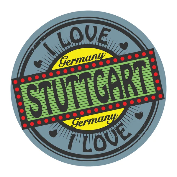 Grunge sello de color con texto Me encanta Stuttgart dentro — Archivo Imágenes Vectoriales
