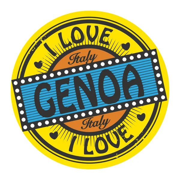 Grunge sello de color con texto Me encanta Génova dentro — Vector de stock