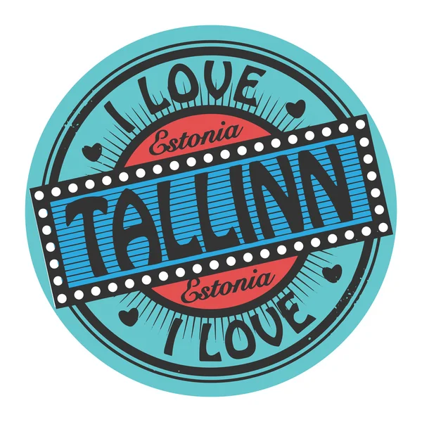 Grunge sello de color con texto I Love Tallinn dentro — Vector de stock