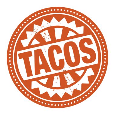 soyut damga veya etiketi içinde yazılı metin tacos
