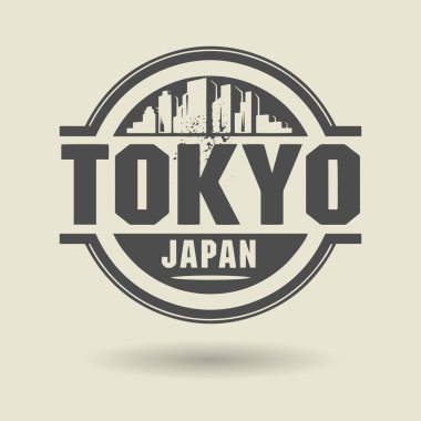 damga veya metin tokyo, Japonya içinde etiketi