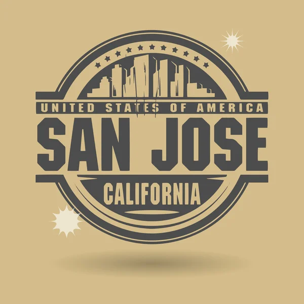 Sello o etiqueta con texto San José, California dentro — Vector de stock