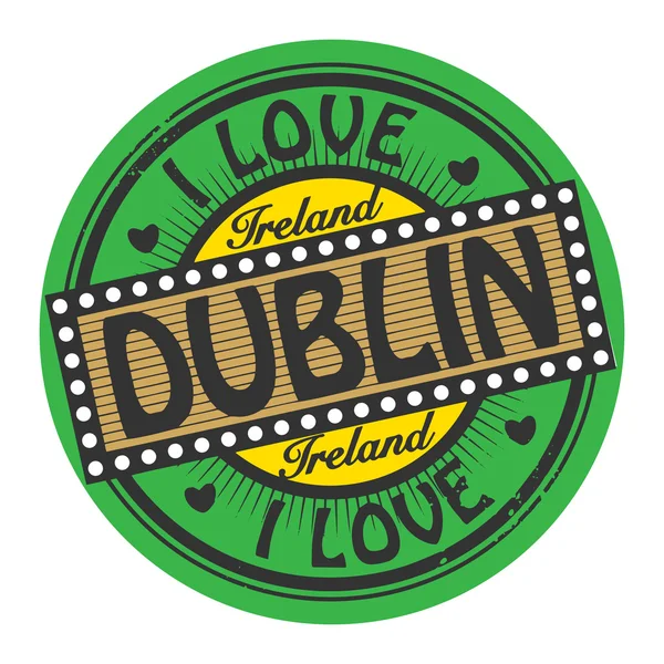 Grunge Farbstempel mit Text ich liebe Dublin innen — Stockvektor