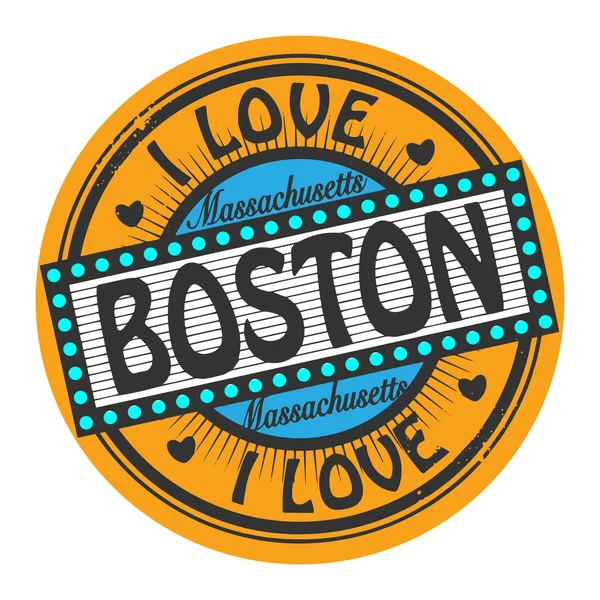 Grunge Barva razítka s textem, kterou miluji boston uvnitř — Stockový vektor