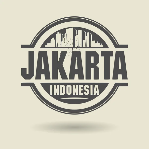 Timbro o etichetta con testo Jakarta, Indonesia all'interno — Vettoriale Stock