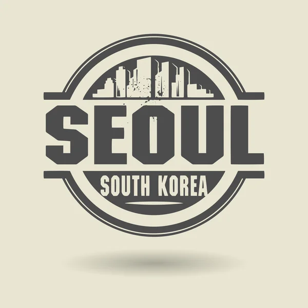 Stamp or label with text Seoul, South Korea inside — Stock Vector