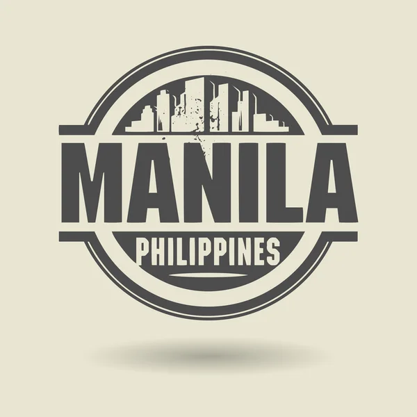 Sello o etiqueta con texto Manila, Filipinas dentro — Archivo Imágenes Vectoriales