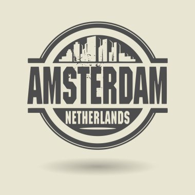 damga veya metin amsterdam, Hollanda içinde etiketi
