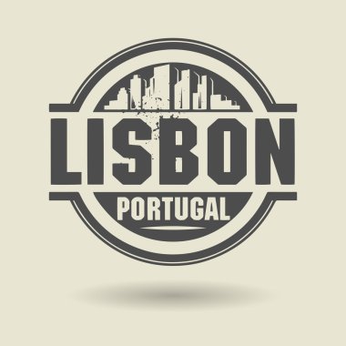 damga veya metin Lizbon, Portekiz içinde etiketi