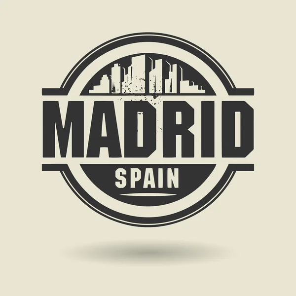 Francobollo o etichetta con testo Madrid, Spagna all'interno — Vettoriale Stock