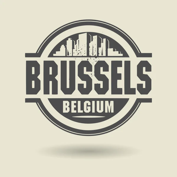 Timbre ou étiquette avec texte Bruxelles, Belgique intérieur — Image vectorielle