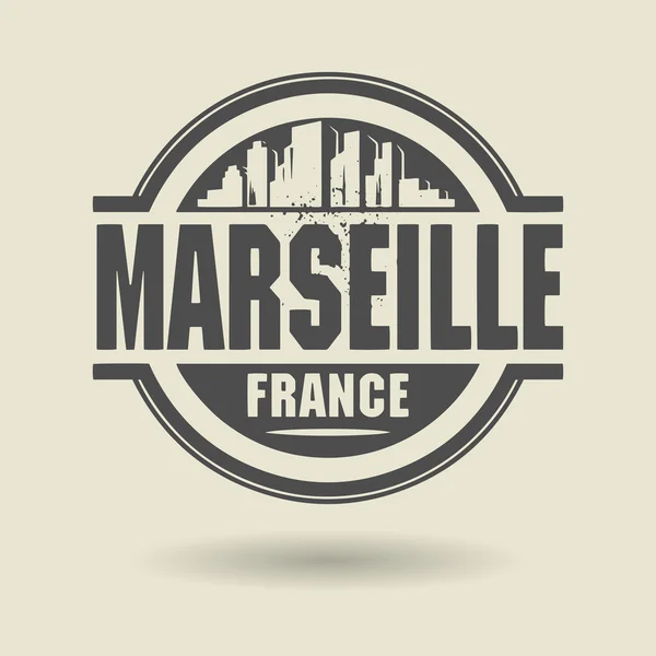 Stamp or label with text Marseille, France inside — Stock Vector