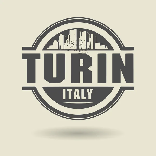 Sello o etiqueta con texto Turín, Italia interior — Vector de stock