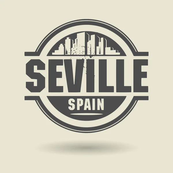 Stempel of label met tekst Sevilla, Spanje binnen — Stockvector