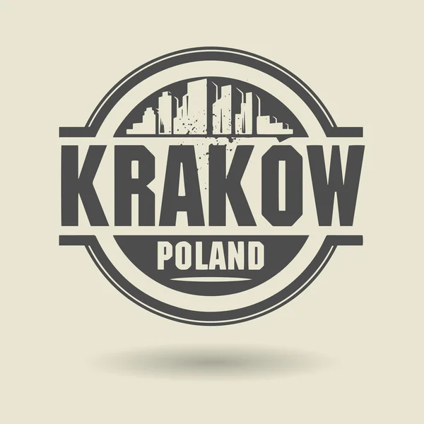Stämpel eller etikett med text krakow, Polen inuti — Stock vektor