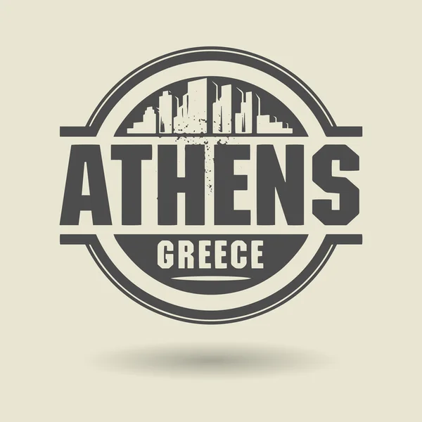 Sello o etiqueta con texto Atenas, Grecia interior — Vector de stock