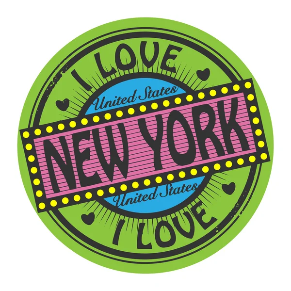 Grunge rengi pul ile metin içinde new York'u seviyorum — Stok Vektör