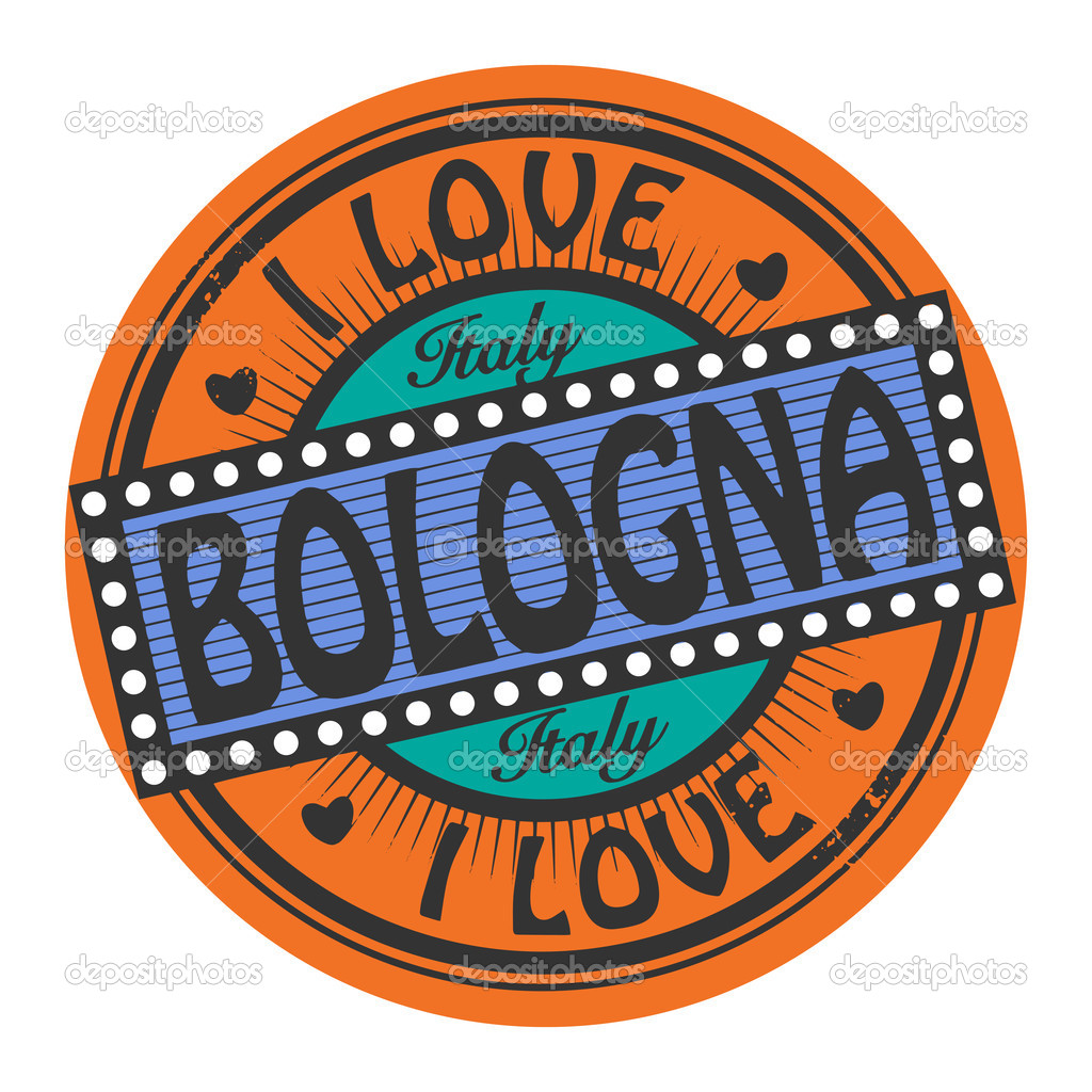 Grunge color stamp with text I Love Bologna inside