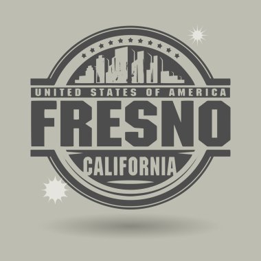 Stamp or label with text Fresno, California inside clipart