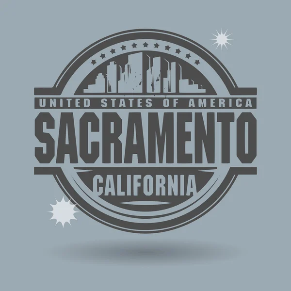 Bélyegző vagy a címke szövege sacramento, Kalifornia belül — Stock Vector