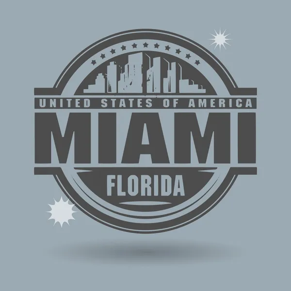 Sello o etiqueta con texto Miami, Florida dentro — Vector de stock