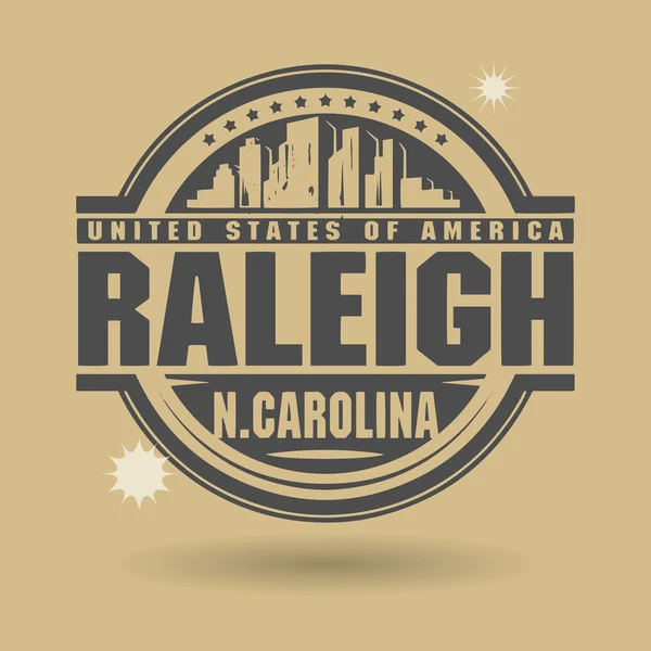 Timbre ou étiquette avec texte Raleigh, Caroline du Nord intérieur — Image vectorielle
