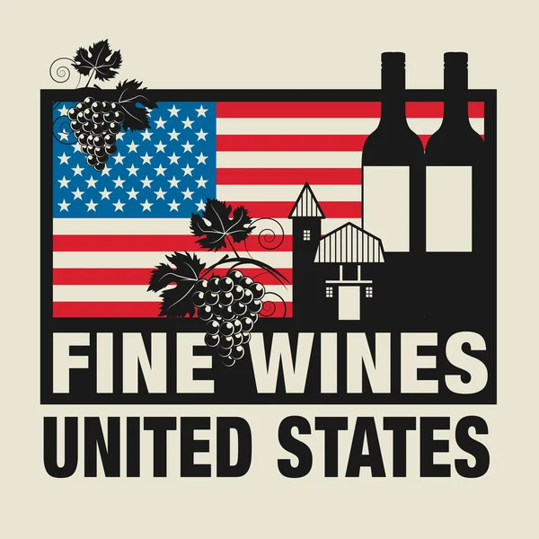 Штамп или этикетка со словами Fine Wines, США — стоковый вектор