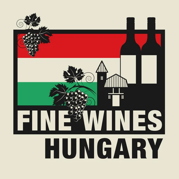 Sello o etiqueta con palabras Fine Wines, Hungría — Vector de stock