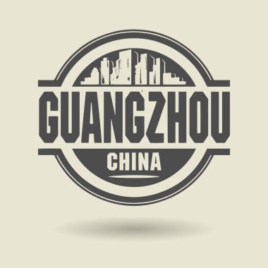damga veya metin guangzhou, Çin içinde etiketi