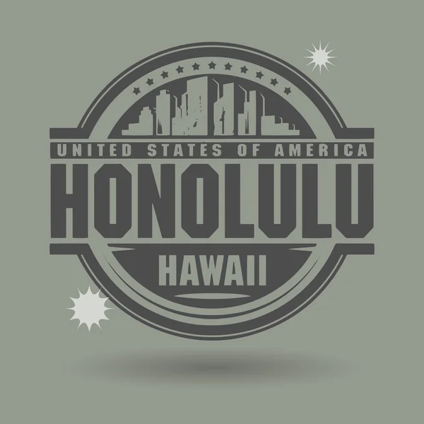스탬프 또는 텍스트 호놀룰루, 하와이 내부와 레이블 — 스톡 벡터