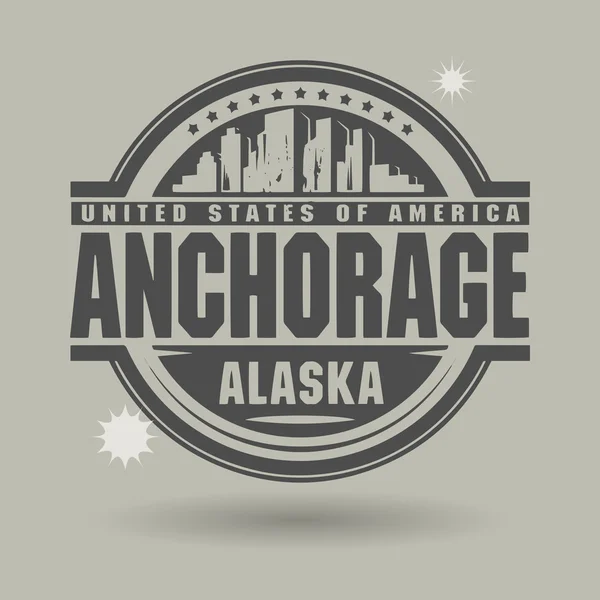 Stempel of label met tekst anchorage, alaska binnen — Stockvector