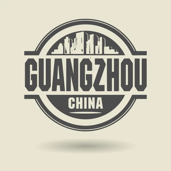 Sello o etiqueta con texto Guangzhou, China dentro — Archivo Imágenes Vectoriales
