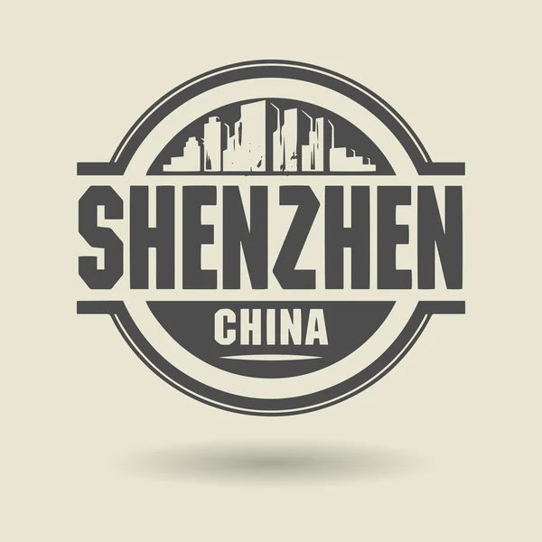 Sello o etiqueta con texto Shenzhen, China dentro — Archivo Imágenes Vectoriales