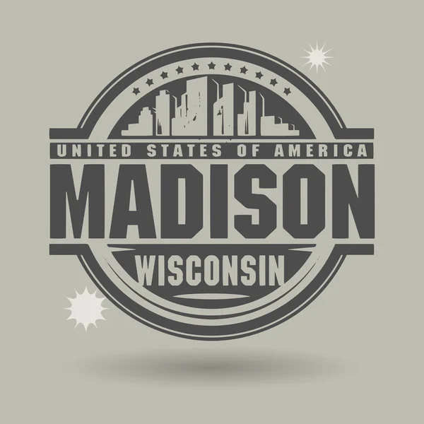 邮票或带有文本的标签麦迪逊，威斯康辛州内 — 图库矢量图片