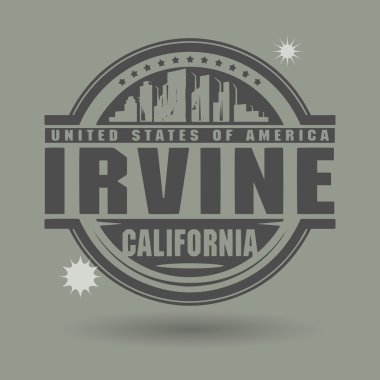 Stamp or label with text Irvine, California inside clipart