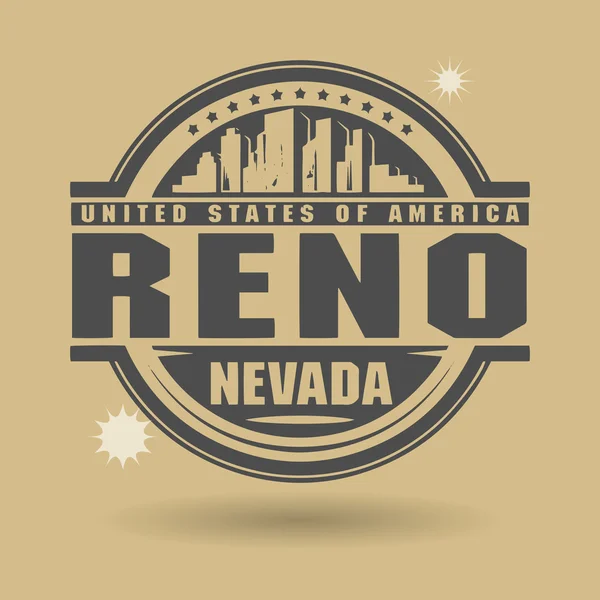 Sello o etiqueta con texto Reno, Nevada dentro — Archivo Imágenes Vectoriales