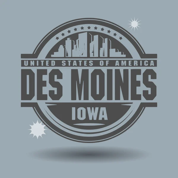 Carimbo ou etiqueta com texto Des Moines, Iowa dentro —  Vetores de Stock