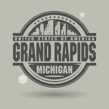 Stamp or label with text Grand Rapids, Michigan inside clipart