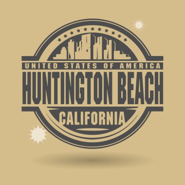 damga veya metin huntington beach, california içinde etiketi