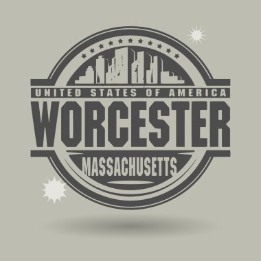 Stamp or label with text Worcester, Massachusetts inside clipart
