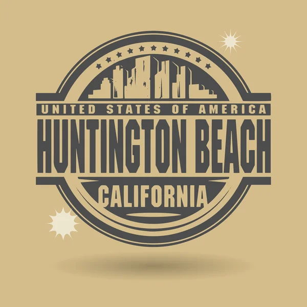 Sello o etiqueta con texto Huntington Beach, California dentro — Vector de stock