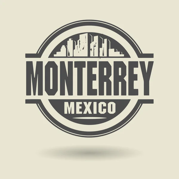 Stamp atau label dengan teks Monterrey, Meksiko didalam - Stok Vektor